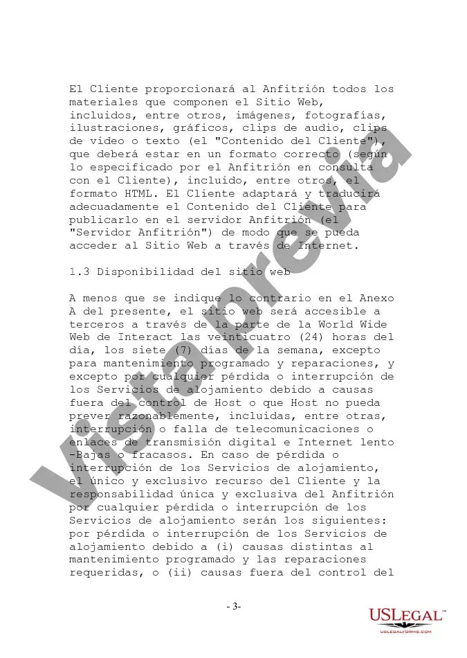 Preview Acuerdo de hospedaje de sitio web orientado al proveedor con disposición de enlace