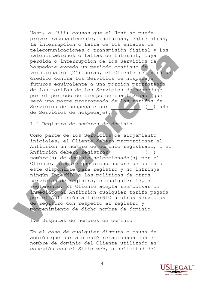 Preview Acuerdo de hospedaje de sitio web orientado al proveedor con disposición de enlace
