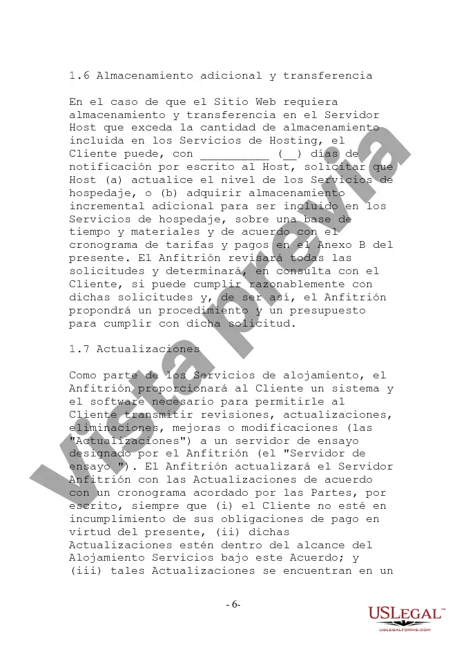 Preview Acuerdo de hospedaje de sitio web orientado al proveedor con disposición de enlace