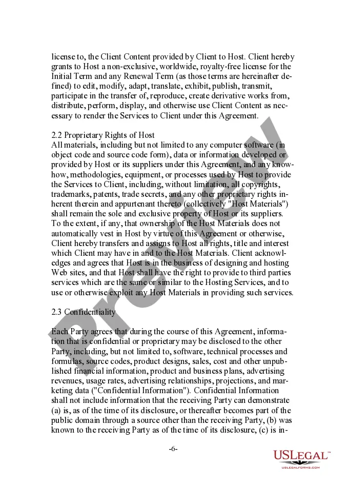 Preview Vendor-Oriented Web Site Hosting Agreement with Liaison Provision