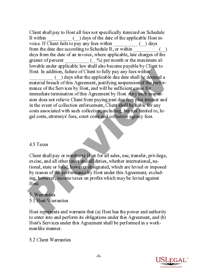 Preview Vendor-Oriented Web Site Hosting Agreement with Liaison Provision