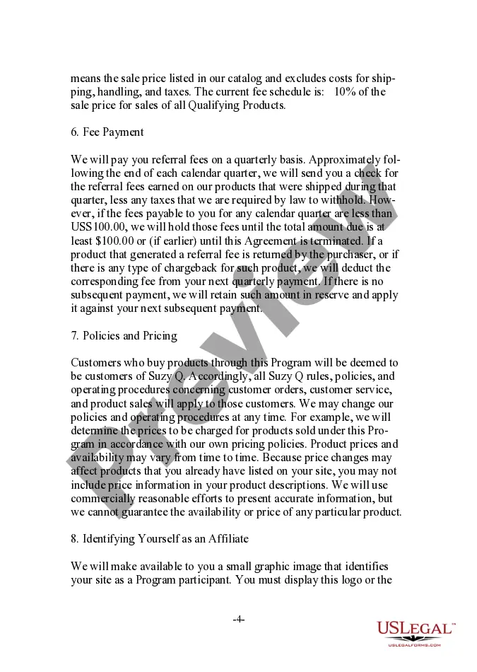 Get Nonexclusive Online Affiliate Form - Short Preview Nonexclusive Online Affiliate Form - Short