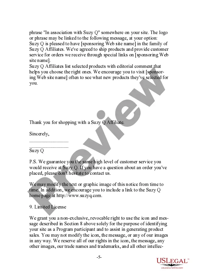 Get Nonexclusive Online Affiliate Form - Short Preview Nonexclusive Online Affiliate Form - Short