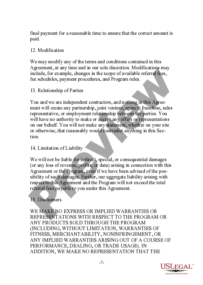 Get Nonexclusive Online Affiliate Form - Short Preview Nonexclusive Online Affiliate Form - Short