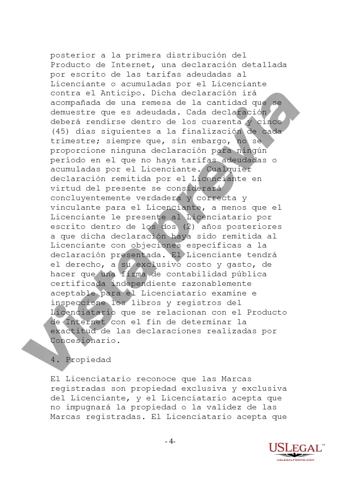 Preview Acuerdo de licencia de marca registrada para un negocio de Internet