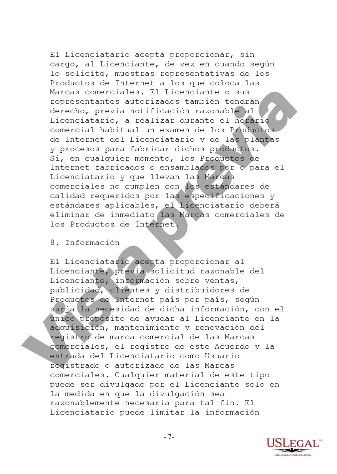 Preview Acuerdo de licencia de marca registrada para un negocio de Internet