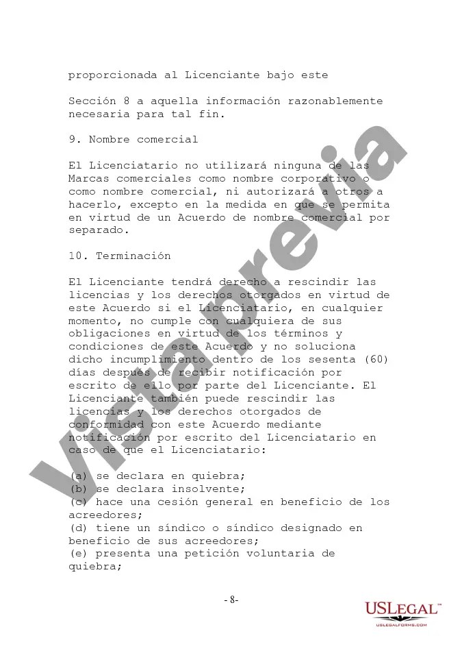 Preview Acuerdo de licencia de marca registrada para un negocio de Internet