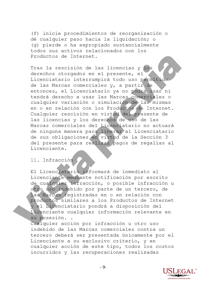Preview Acuerdo de licencia de marca registrada para un negocio de Internet