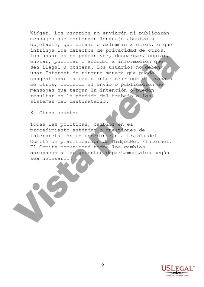 Preview Política Corporativa de Uso de Internet