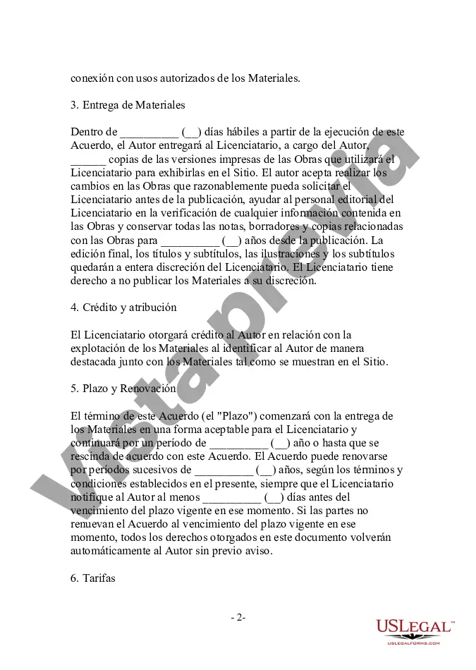 Preview Acuerdo de licencia de contenido entre el autor y el propietario del sitio web