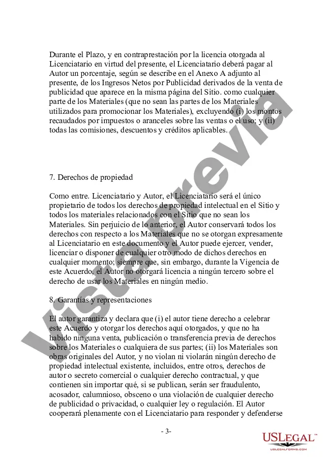 Preview Acuerdo de licencia de contenido entre el autor y el propietario del sitio web