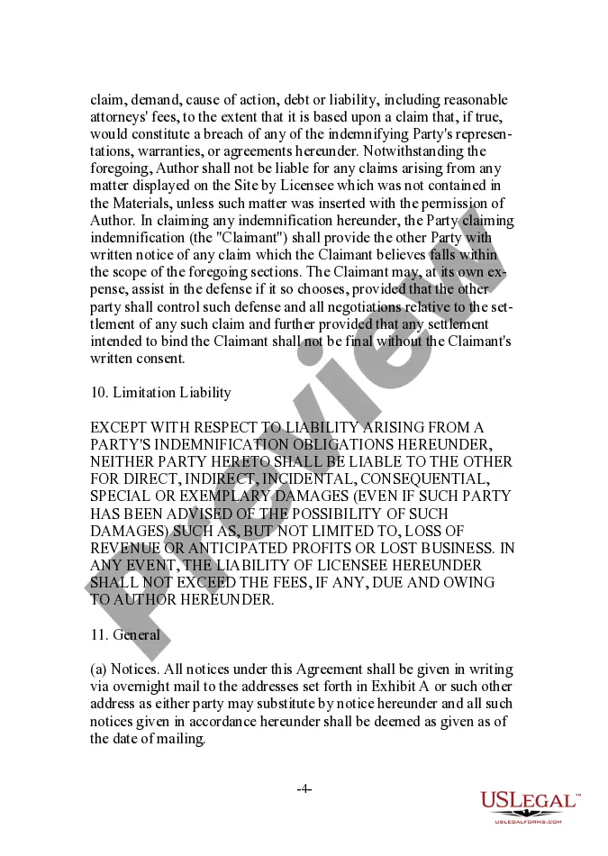 Get Content License Agreement Between Author and Web Site Owner Preview Content License Agreement Between Author and Web Site Owner