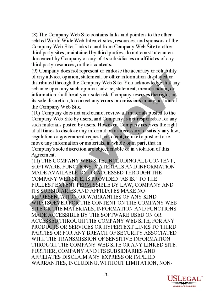Preview Web Site Use Agreement
