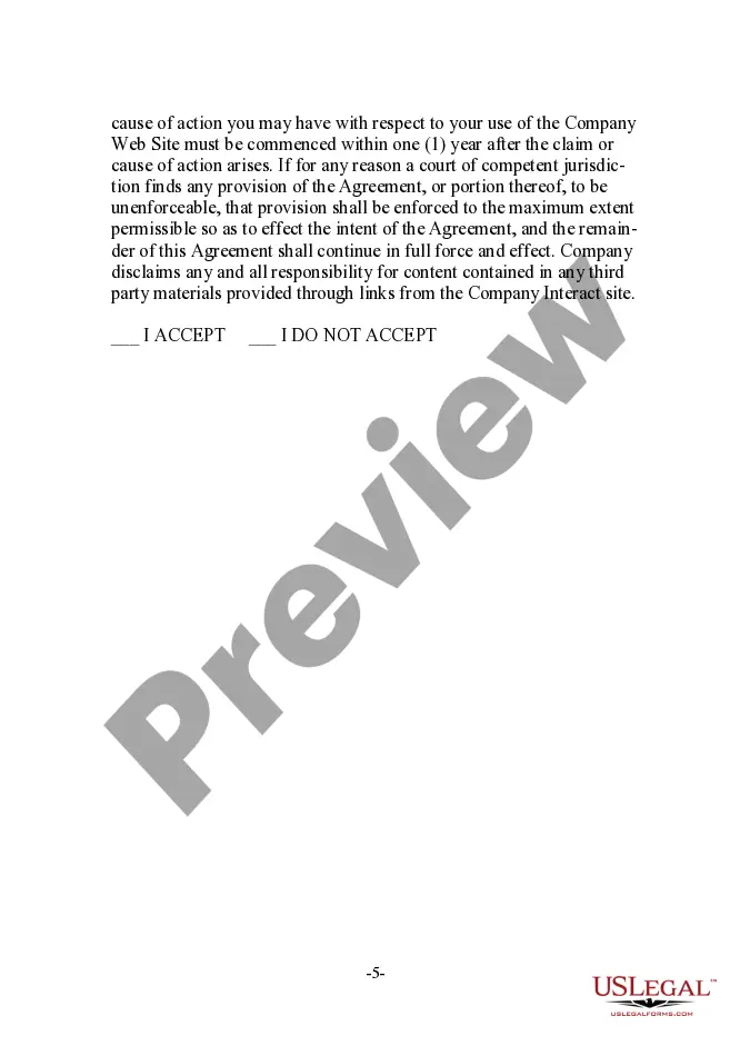 Preview Web Site Use Agreement