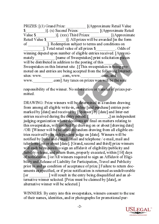 Get Official Rules for Online Sweepstakes Preview Official Rules for Online Sweepstakes