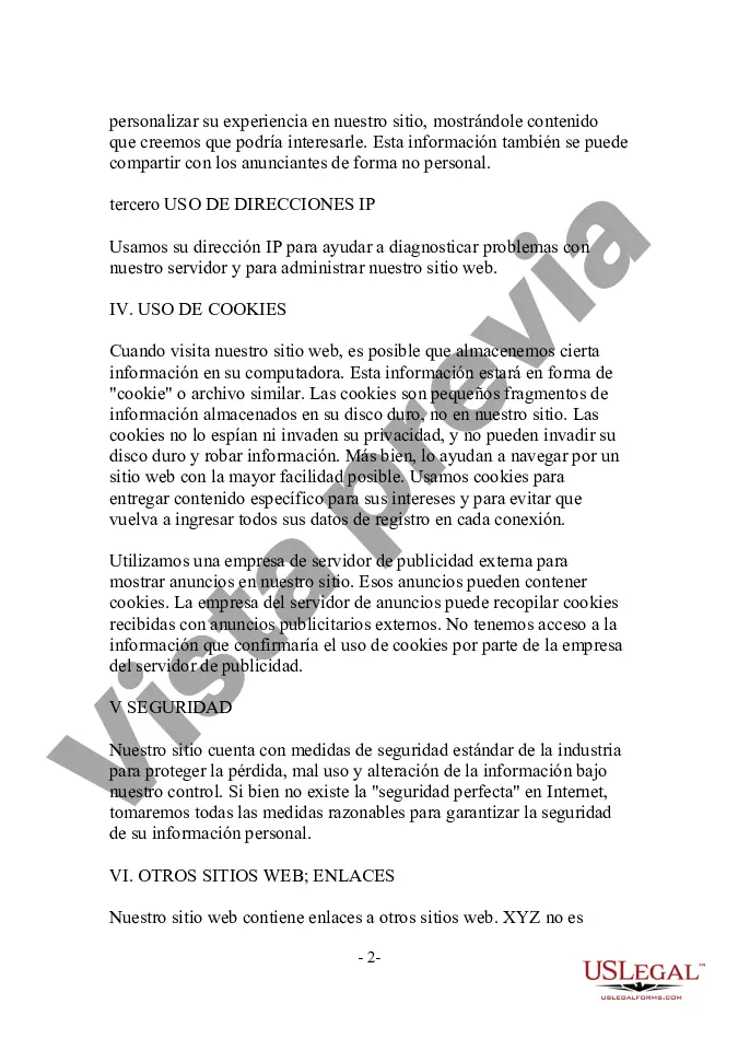 Preview Política de privacidad del sitio web