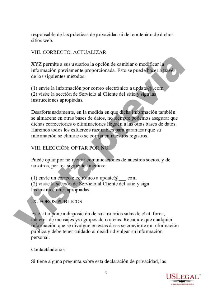 Preview Política de privacidad del sitio web