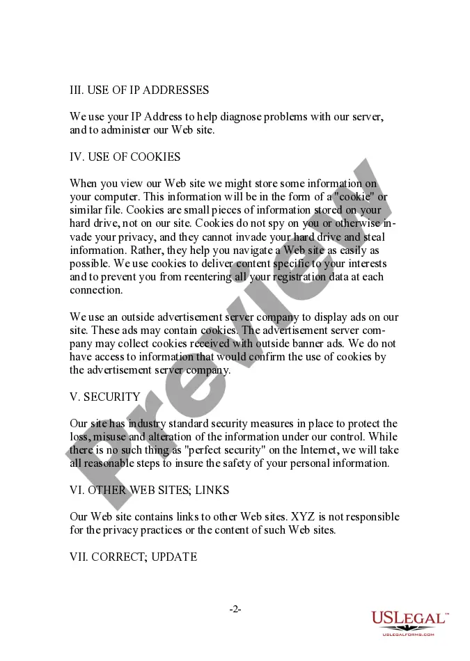 Get Web Site Privacy Policy Preview Web Site Privacy Policy