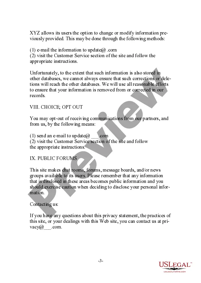 Get Web Site Privacy Policy Preview Web Site Privacy Policy