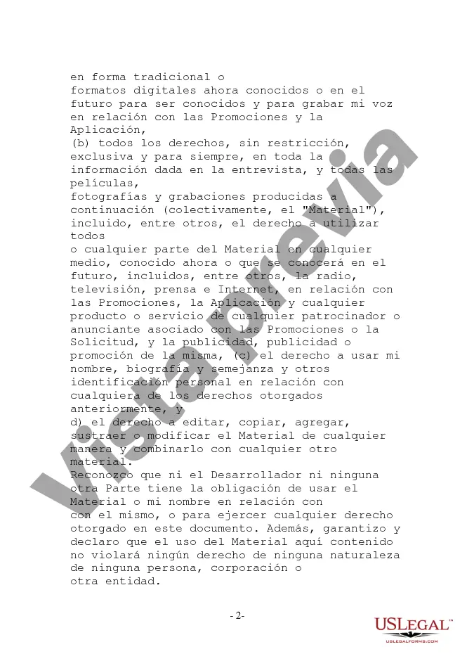 Preview Derecho de Publicidad - Contrato de Talento