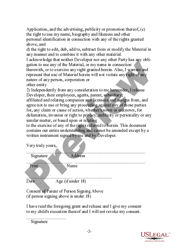 Get Right of Publicity - Talent Contract Preview Right of Publicity - Talent Contract