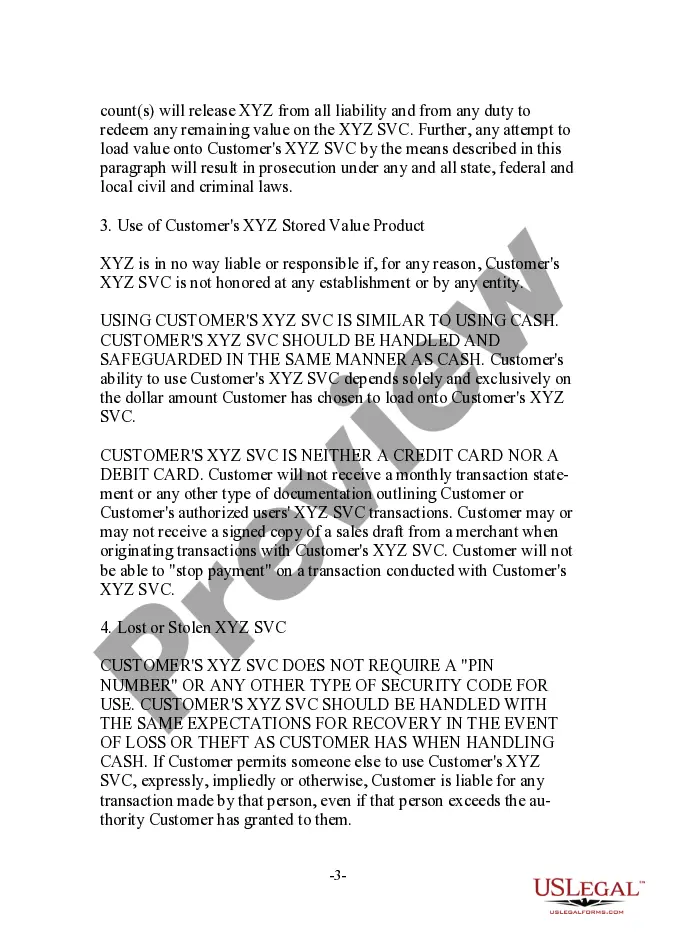 Get Issuer - Underwriter - Oriented Sample Stored Value Product Agreement and Disclosures Preview Issuer - Underwriter - Oriented Sample Stored Value Product Agreement and Disclosures