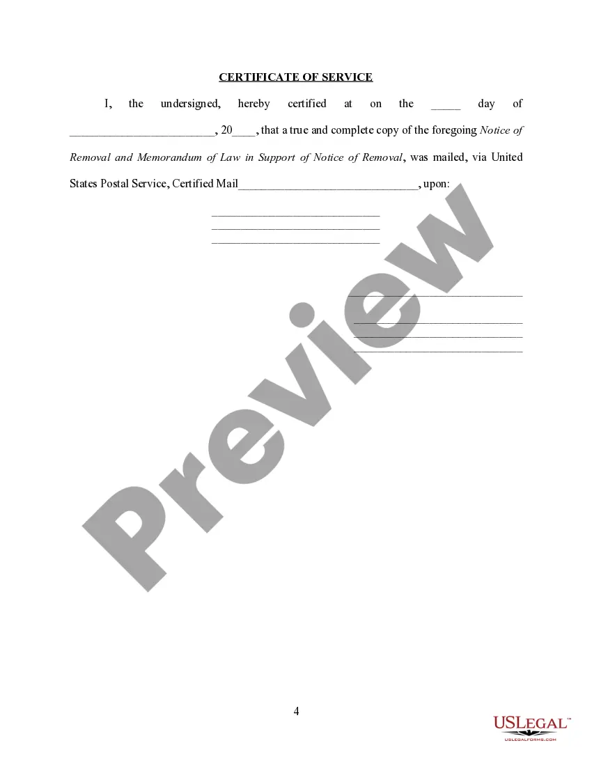 Preview Notice of Removal to Federal Court