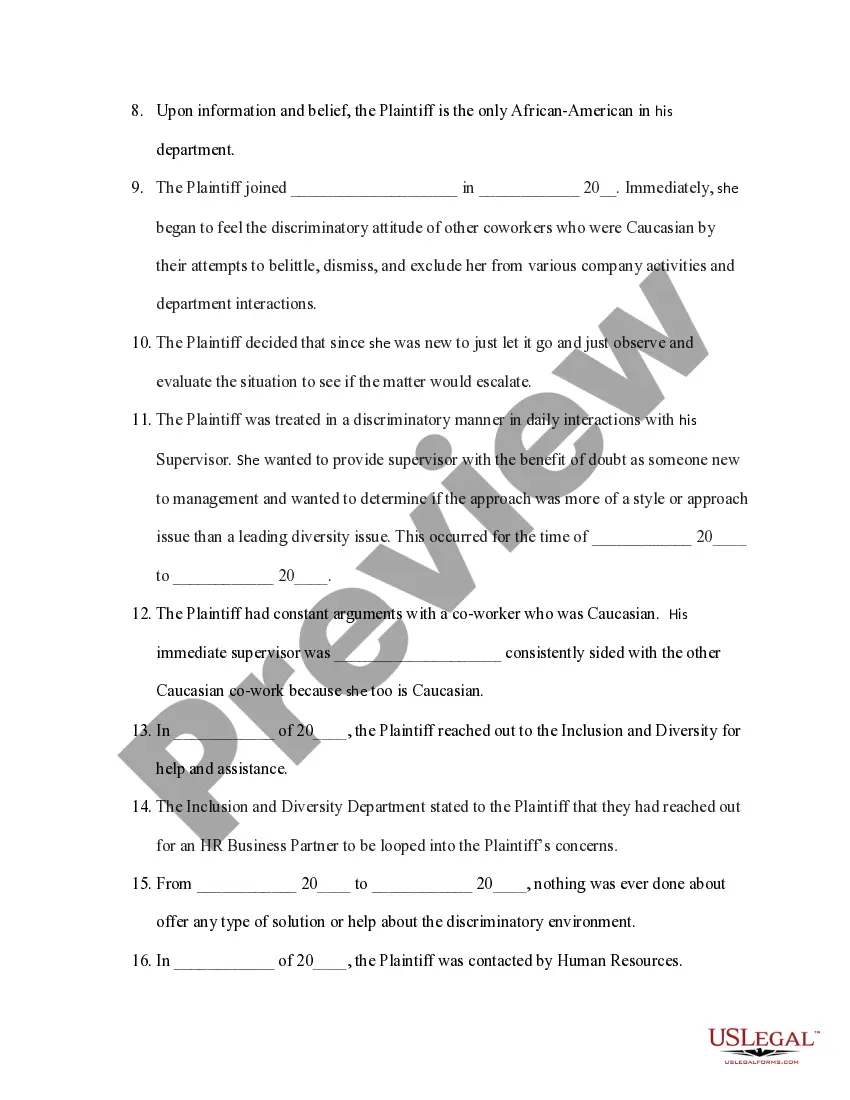 Preview Complaint to remedy discrimination on basis of race, ethnicity and ancestry