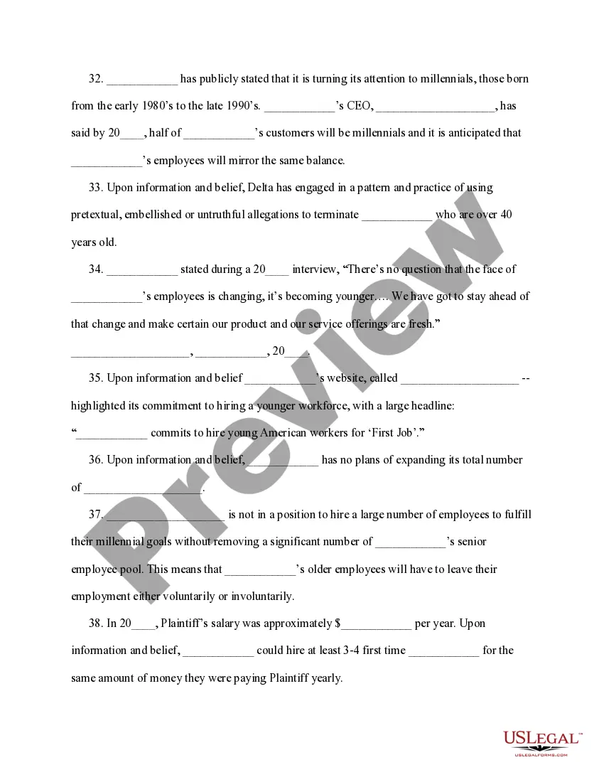 Get Complaint to remedy discrimination in violation of the ADEA Preview Complaint to remedy discrimination in violation of the ADEA