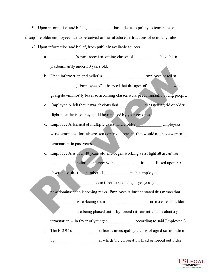 Get Complaint to remedy discrimination in violation of the ADEA Preview Complaint to remedy discrimination in violation of the ADEA