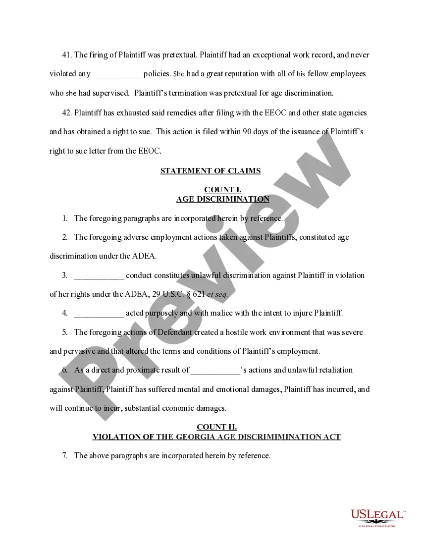 Get Complaint to remedy discrimination in violation of the ADEA Preview Complaint to remedy discrimination in violation of the ADEA