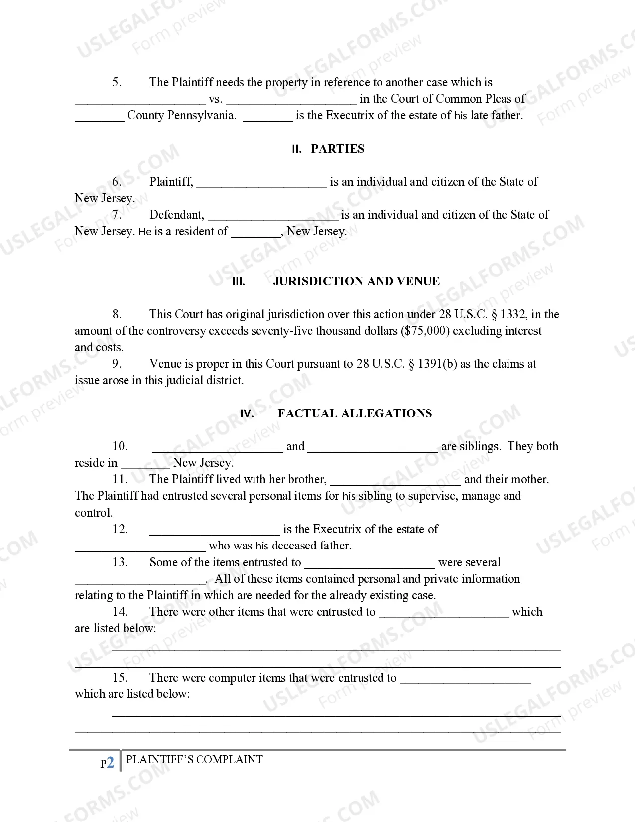 Preview Complaint with Jury Demand for Conversion and Negligence