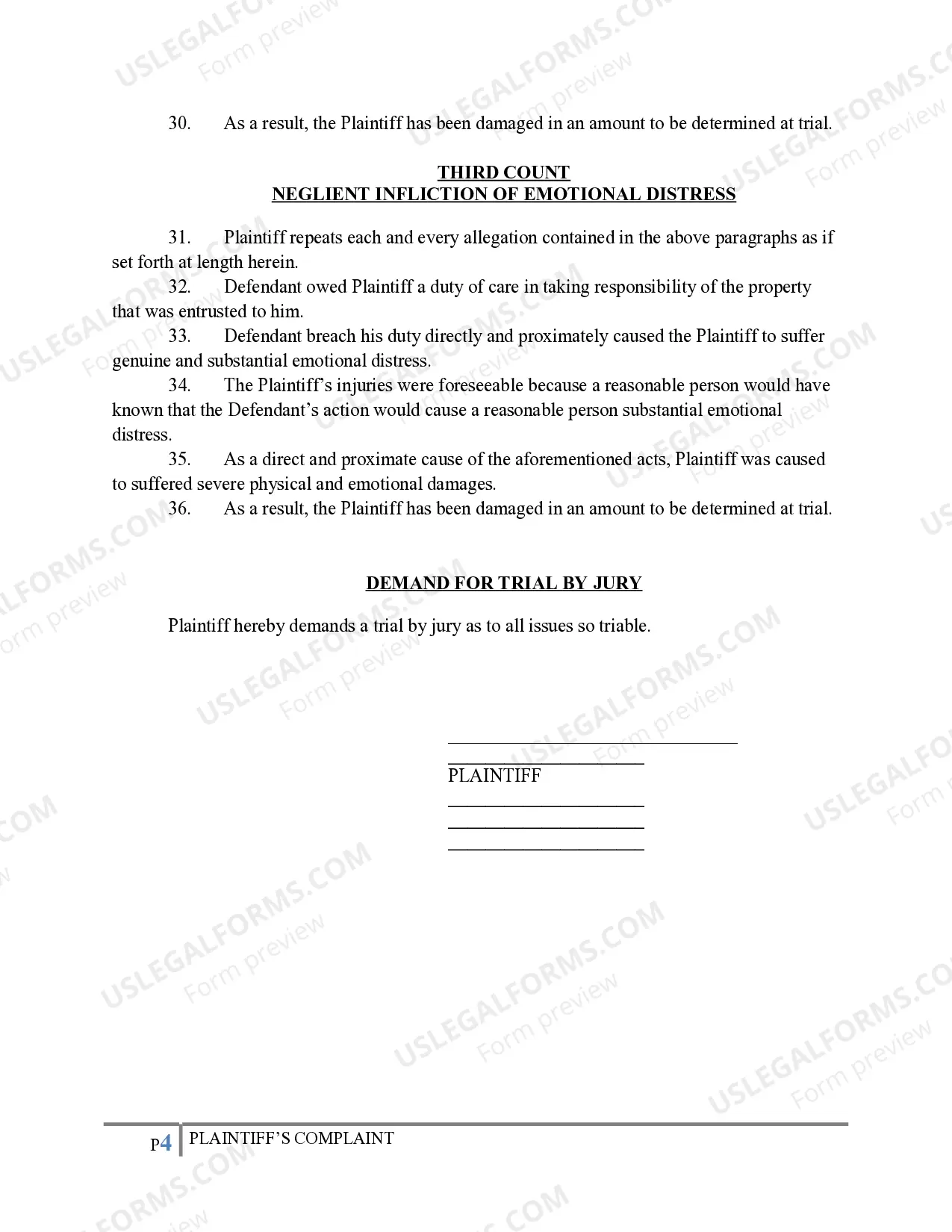 Preview Complaint with Jury Demand for Conversion and Negligence