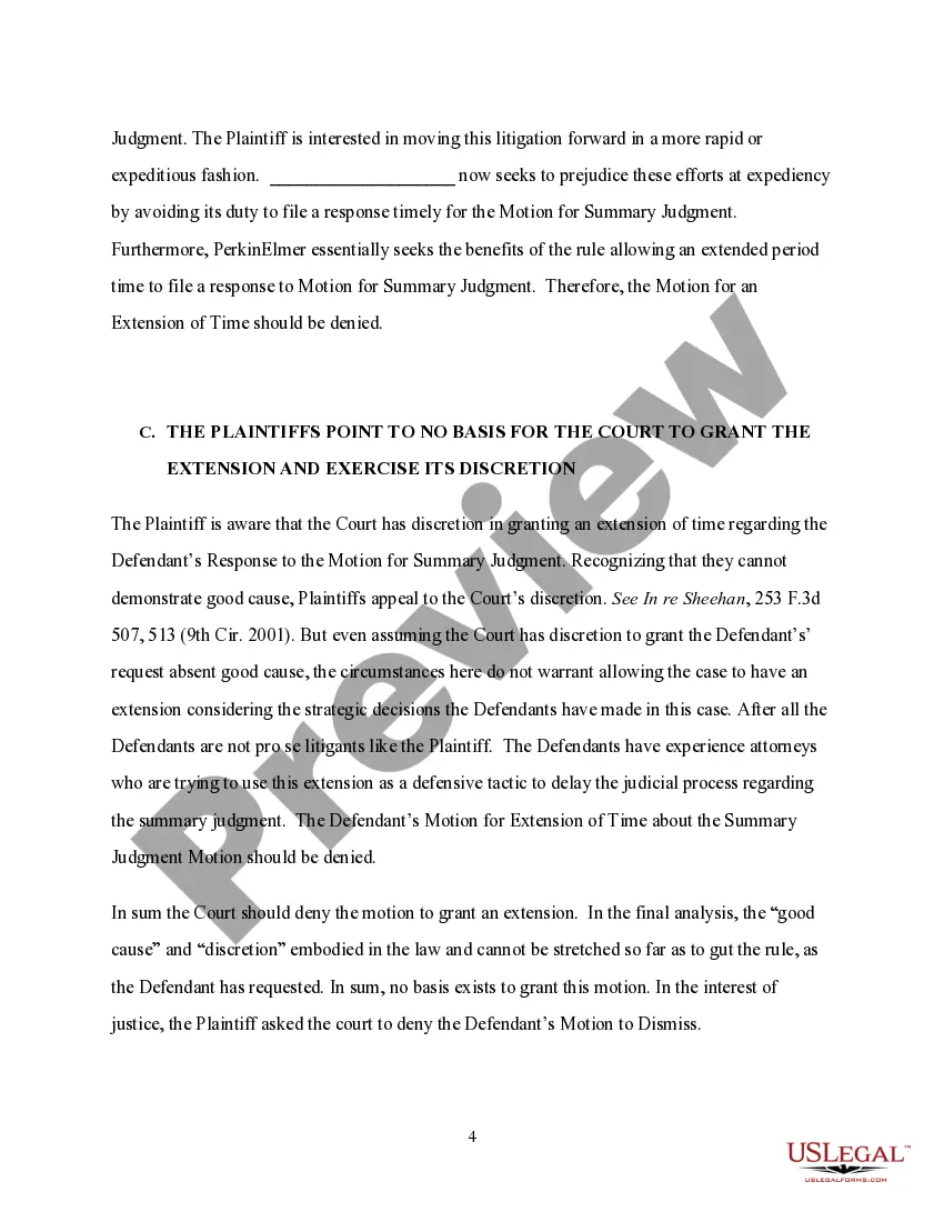 Get Plaintiff's Objection to Extension on Motion for Summary Judgment Preview Plaintiff's Objection to Extension on Motion for Summary Judgment