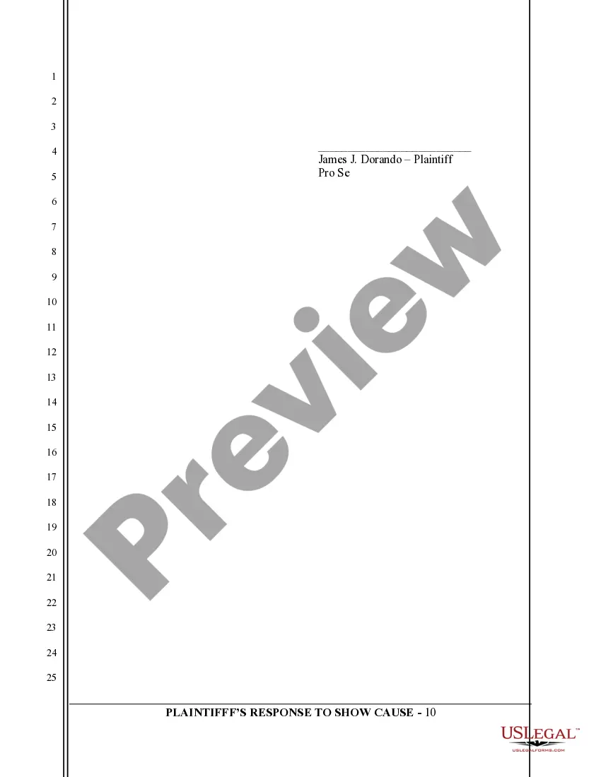 Get Plaintiff's Response to Show Cause Order Preview Plaintiff's Response to Show Cause Order