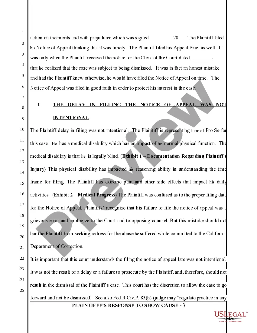 Get Plaintiff's Response to Show Cause Order Preview Plaintiff's Response to Show Cause Order