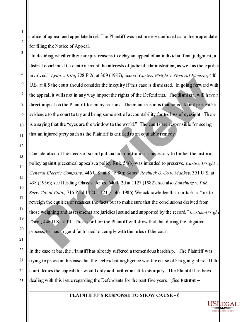 Get Plaintiff's Response to Show Cause Order Preview Plaintiff's Response to Show Cause Order