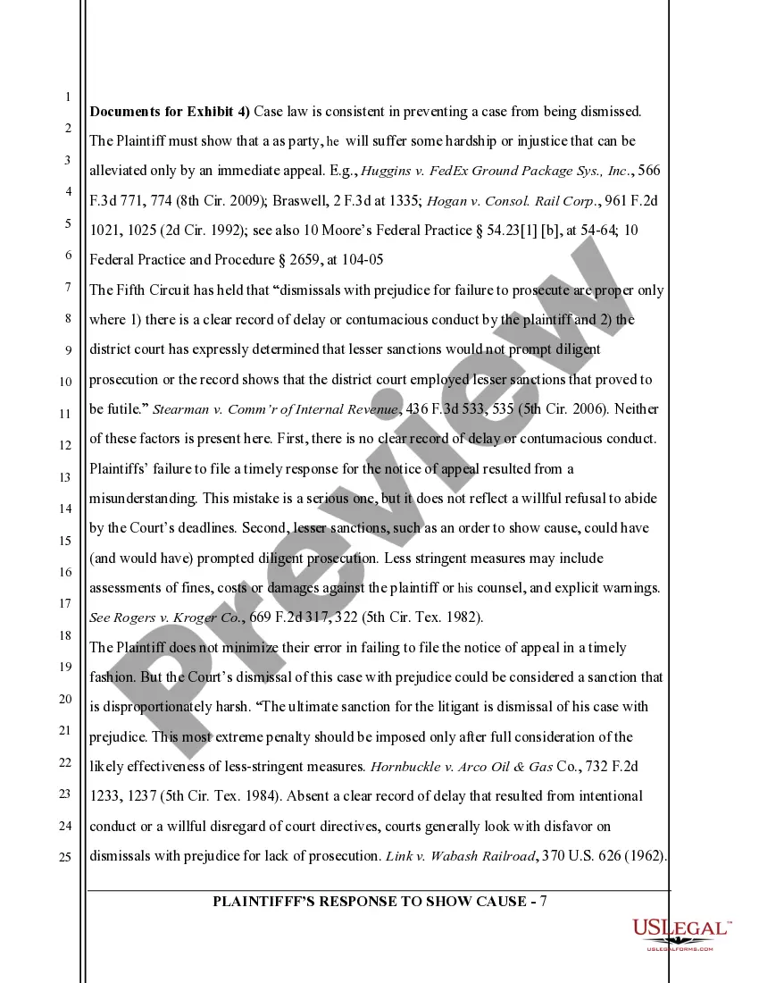 Get Plaintiff's Response to Show Cause Order Preview Plaintiff's Response to Show Cause Order