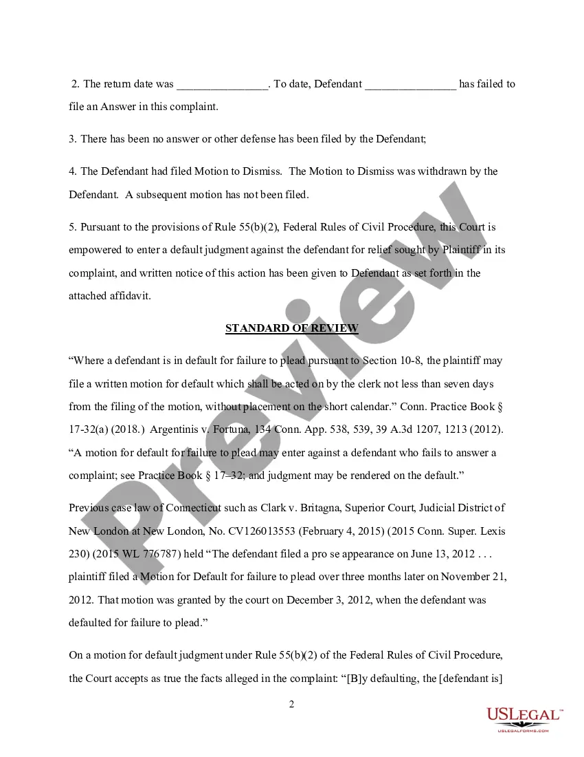 Get Motion for Default for Failure to Plead and Answer Preview Motion for Default for Failure to Plead and Answer