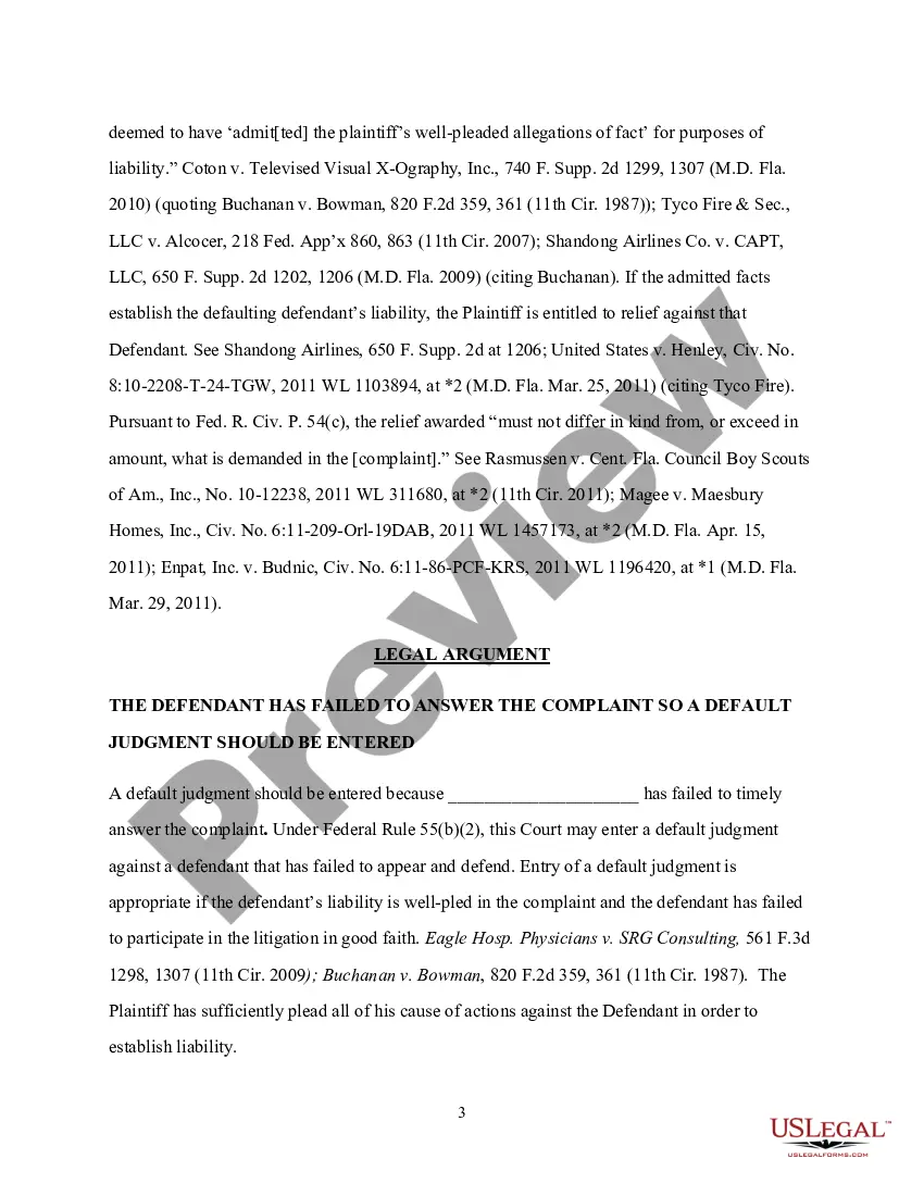Get Motion for Default for Failure to Plead and Answer Preview Motion for Default for Failure to Plead and Answer