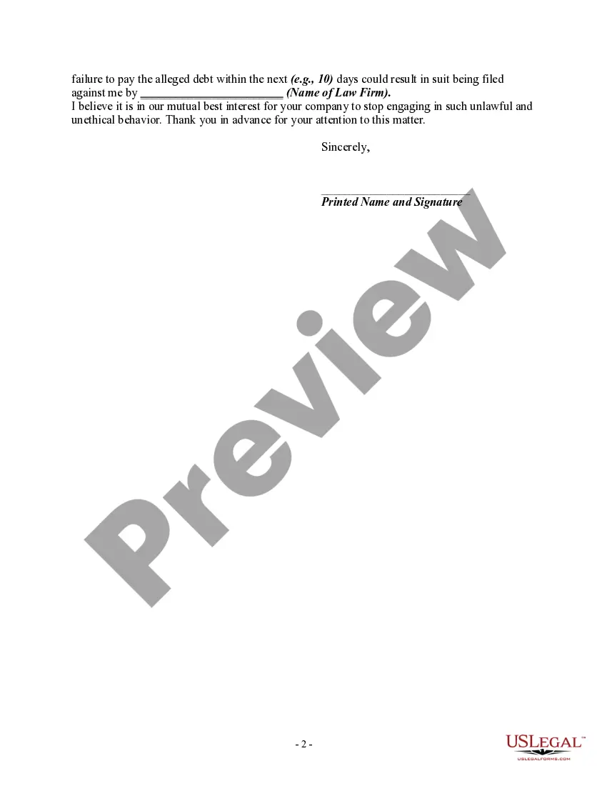 Get Letter Informing Debt Collector of False or Misleading Misrepresentations in Collection Activities - False Representation or Implication that the Debt Collector is an Attorney or that Communication is From an Attorney Preview Letter Informing Debt Collector of False or Misleading Misrepresentations in Collection Activities - False Representation or Implication that the Debt Collector is an Attorney or that Communication is From an Attorney
