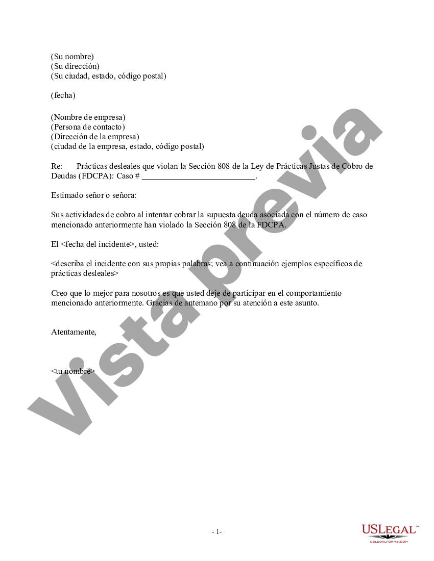 Suffolk New York Carta de aviso al cobrador de deudas sobre la infracción de la Sección 808 Suffolk New York Carta de aviso al cobrador de deudas sobre la infracción de la Sección 808
