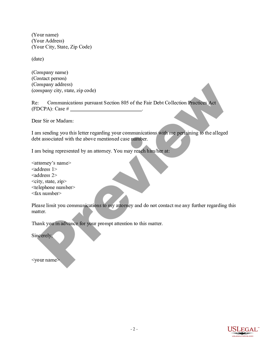 page 1 Letter to Debt Collector - Only Contact My Attorney preview