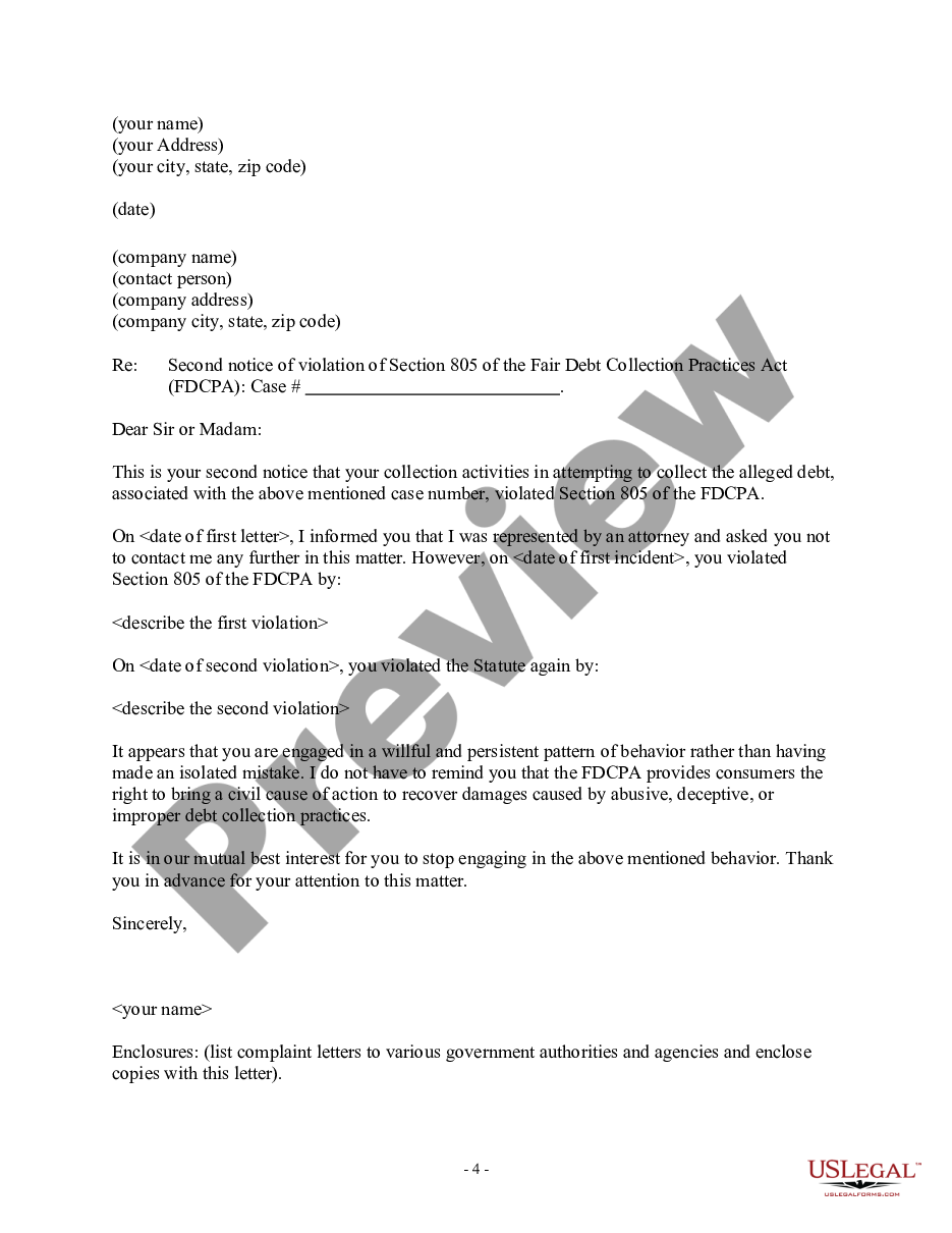page 3 Letter to Debt Collector - Only Contact My Attorney preview