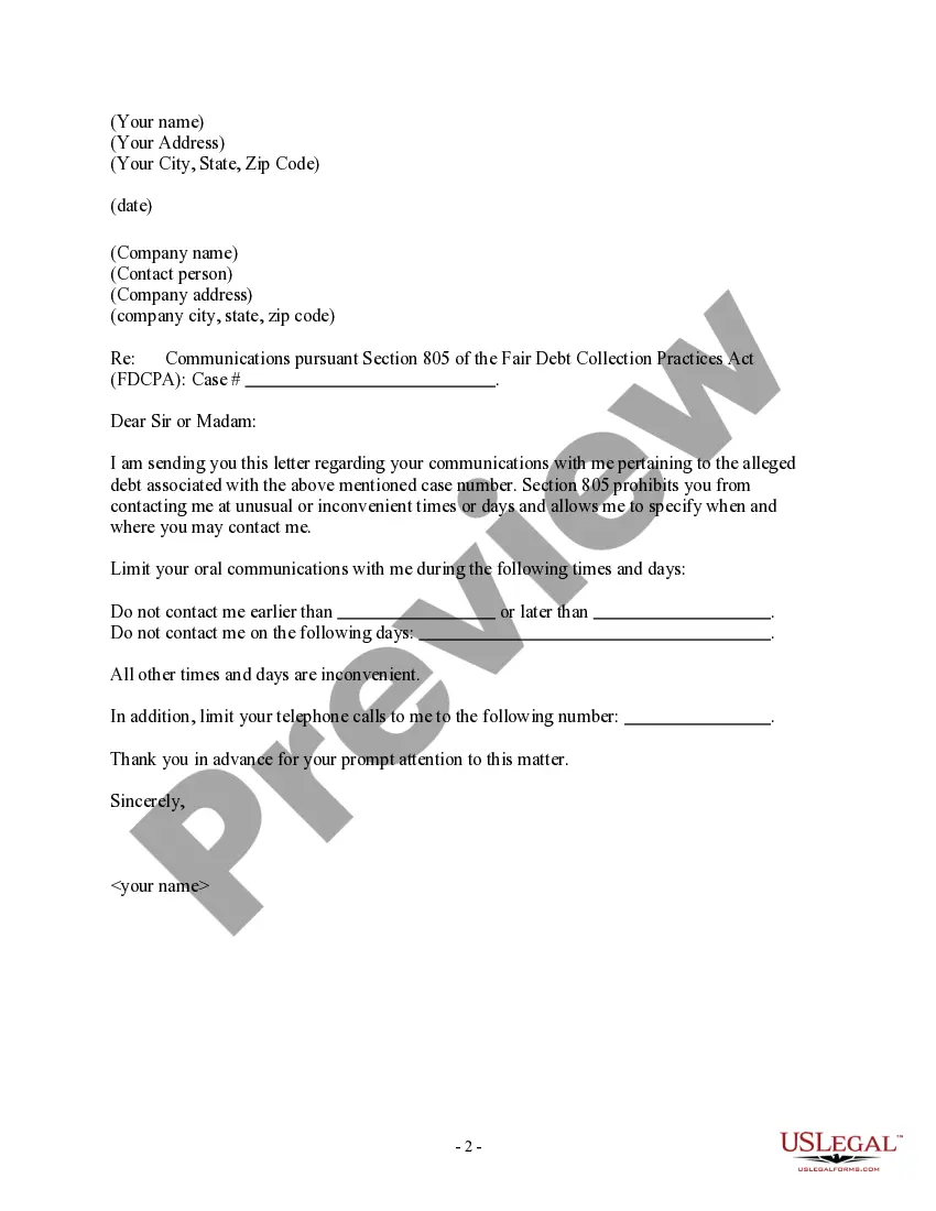Get Letter to Debt Collector - Only call me on the following days and times Preview Letter to Debt Collector - Only call me on the following days and times