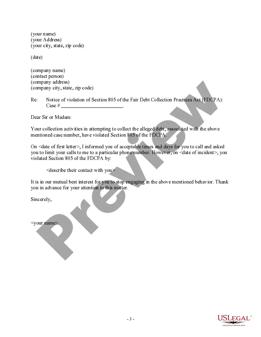 Get Letter to Debt Collector - Only call me on the following days and times Preview Letter to Debt Collector - Only call me on the following days and times
