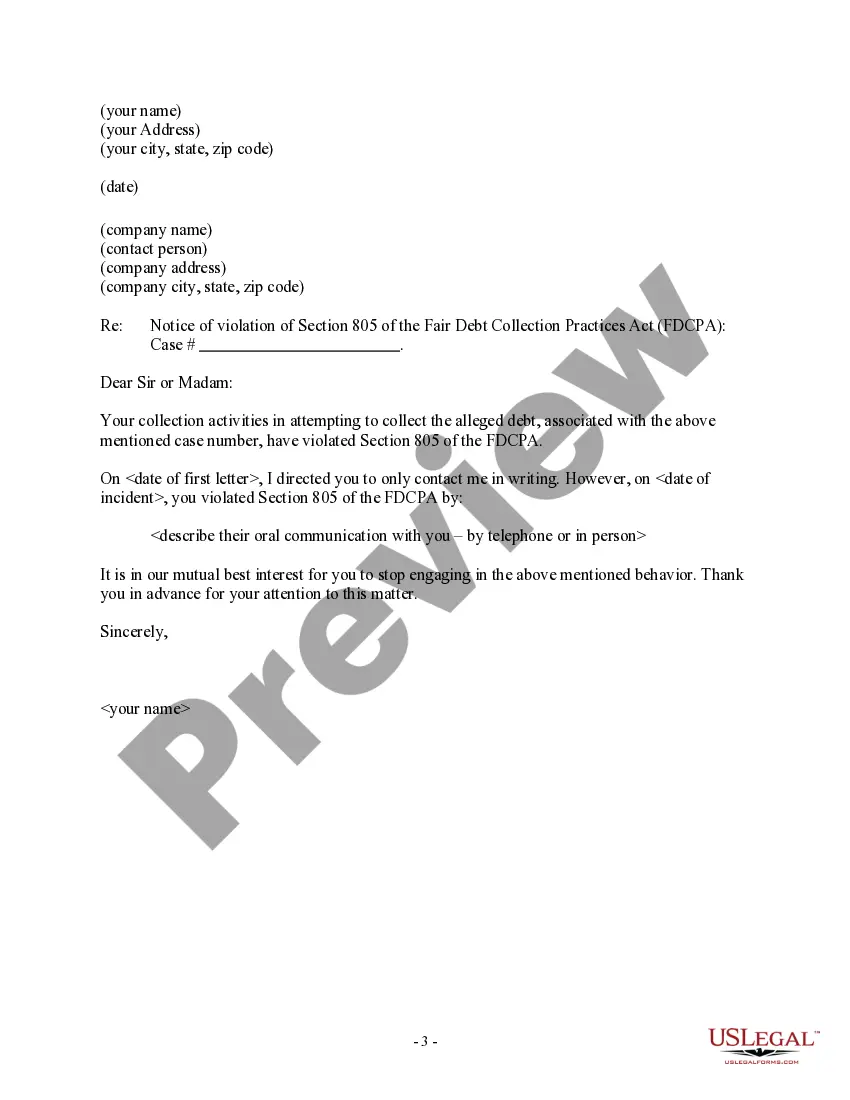 Get Letter to Debt Collector - Only Contact Me In Writing Preview Letter to Debt Collector - Only Contact Me In Writing