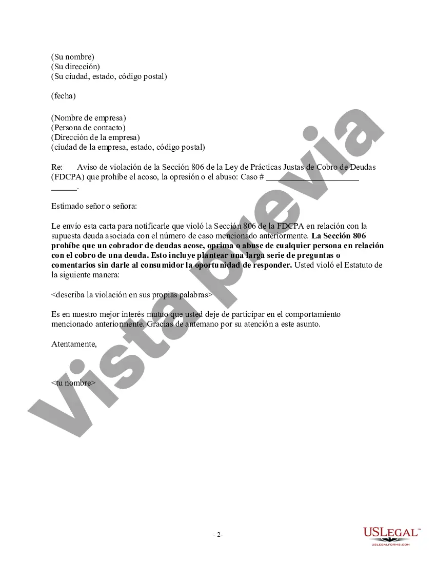 Preview Aviso al cobrador de deudas: presentación de una larga serie de preguntas o comentarios