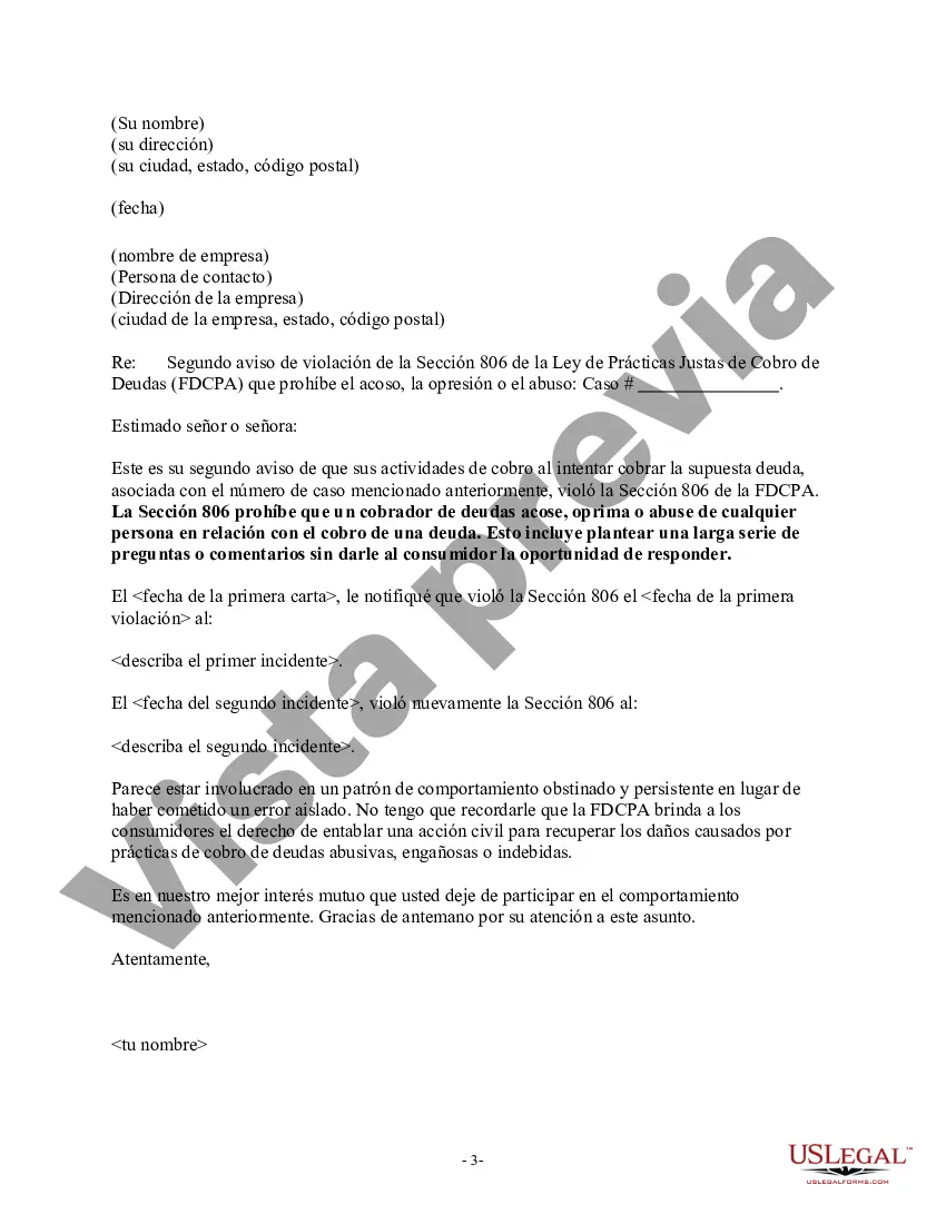 Preview Aviso al cobrador de deudas: presentación de una larga serie de preguntas o comentarios