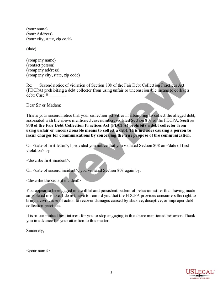 Get Notice to Debt Collector - Causing a Consumer to Incur Charges for Communications by Concealing the Purpose of the Communication Preview Notice to Debt Collector - Causing a Consumer to Incur Charges for Communications by Concealing the Purpose of the Communication
